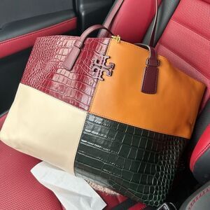 Tory Burch McGraw Embossed Color-Block Tote Bag